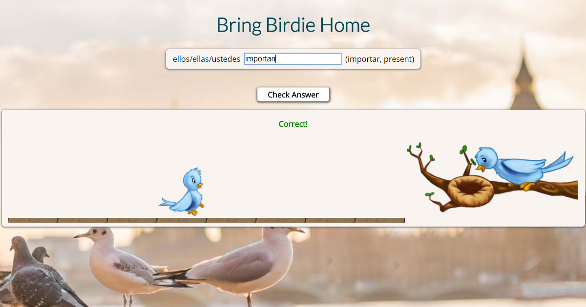 Learning Spanish Bring Birdie Home